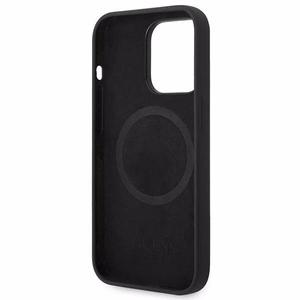 Guess GUHMP14LSBPLK iPhone 14 Pro 6.1" musta/musta kova kotelo Silikoni logo levy MagSafe