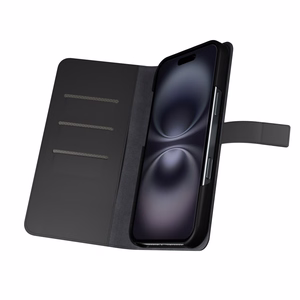 Puro Wallet Detachable MagSafe 2in1 PU-nahkainen Suojakuori läpällä ja lompakolla iPhone 16:lle - musta