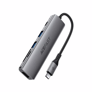 Acefast J18 USB-keskitin USB-C 6-in-1 HDMI 4K 60Hz PD90W telakka-asema - harmaa