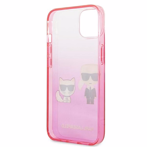 Karl Lagerfeld Gradient Ikonik Karl&Choupette kotelo iPhone 13 mini - vaaleanpunainen - vaaleanpunainen