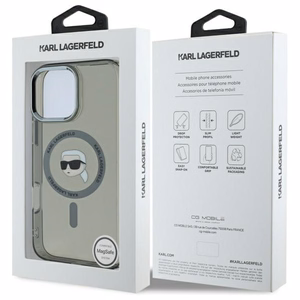 Karl Lagerfeld Suojakuori iPhone 16 Pro Max 6.9 KLHMP16XHLSKIK Musta Kova IML Metal Karl Head MagSafe