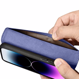 iCarer Lompakko Kotelo 2in1 Cover iPhone 14 Pro Max Nahka Flip Cover Anti-RFID Light Purple (WMI14220728-LP)