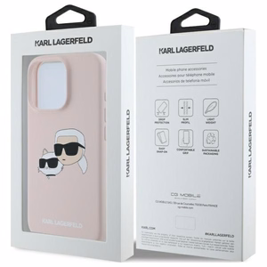 Karl Lagerfeld Silikoninen Nauble Heads Print MagSafe Suojakuori iPhone 16 Pro:lle - Vaaleanpunainen