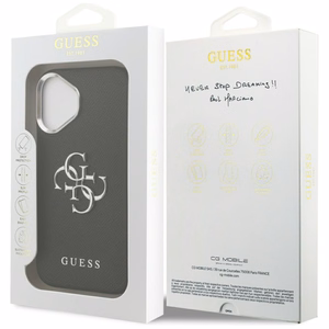Guess Grained Big 4G Classic Logo Suojakuori iPhone 17:lle - Musta