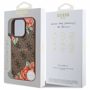 Guess GUHMP16LP4ROPEMCW iPhone 16 Pro 6.3" Ruskea/Ruskea Kova Suojakuori 4G Flowers Print MagSafe