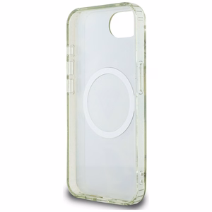 Guess IML Metal Glitter Flowers Triangle MagSafe iPhone 16e Case - Green