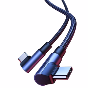 Ugreen US335 70696 kulma USB-C - USB-C PD QC FCP 100W 5A 480Mb/s -kaapeli 1m - musta