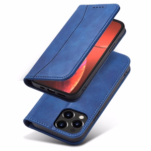 Magneetti Fancy Case Kotelo iPhone 13 Pro pussi kortti lompakko kortti jalusta sininen