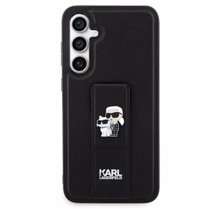 Karl Lagerfeld Gripstand Saffiano Karl&Choupette Pins suojakuori Samsung Galaxy S23 FE:lle - musta
