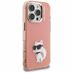 Karl Lagerfeld IML Aquarelle Choupette & Logo Suojakuori iPhone 16 Pro Maxille - Vaaleanpunainen