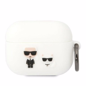 Karl Lagerfeld KLACAPSILKCW AirPods Pro suojakuori valkoinen/valkoinen Silicone Karl & Choupette