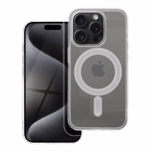 Suojakuori iPhone 15 PRO:lle Clear Mag Cover (STR) yhteensopiva MagSafen kanssa läpinäkyvä