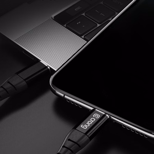 Crong Armor Link USB-A–USB-C-kaapeli, 25 cm, 60 W PD, 3 A, musta