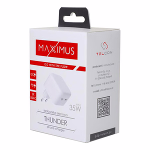 Seinälaturi MX THUNDER PD 35W, 2xUSB-C valkoinen