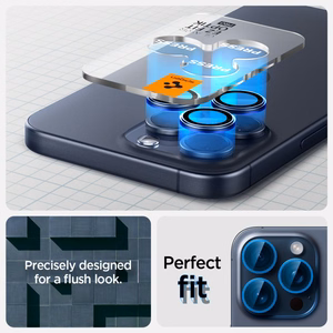 Spigen Optik.tR EZ Fit kameran Näytönsuoja iPhone 14 Pro / Pro Max / 15 Pro / Pro Maxille - Titanium Blue 2 kpl