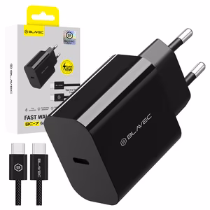 Blavec Seinälaturi BC-7 GaN4 - Type C - PD QC 45W 3A Type C - Type C -kaapelilla (TCBC7G4-CB453A+CC) musta