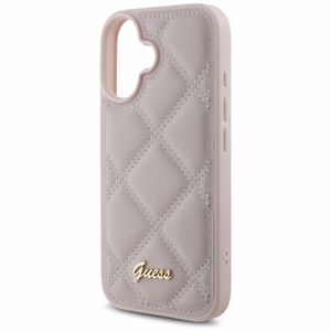 Guess Quilted Metal Logo Suojakuori iPhone 16:lle - vaaleanpunainen