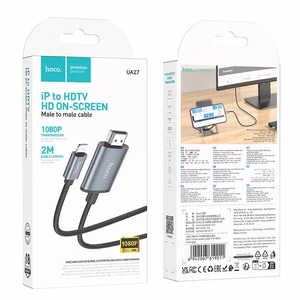 Hoco UA27 Lightning–HDMI -kaapeli 1080p 2,0 m teräksenharmaa