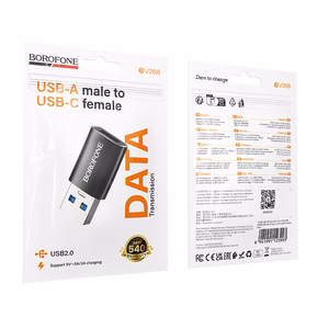 Borofone BV26B Sovitin USB:sta Type-C - musta