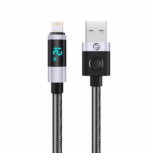 Orico LDA2L USB-A–Lightning, 12 W-kaapeli LED-näytöllä, 0,5 m – musta ja hopeanvärinen