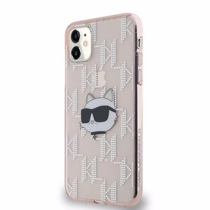 Karl Lagerfeld IML Choupette Head & Monogram suojakuori iPhone 11 / Xr:lle - vaaleanpunainen