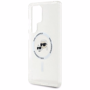 Karl Lagerfeld Button Karl & Choupette Heads Printed Logo MagSafe Suojakuori Samsung Galaxy S25 Ultra Valkoinen