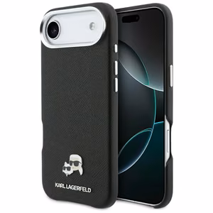 Karl Lagerfeld Karl & Choupette Head Pins Saffiano MagSafe Suojakuori iPhone Air:lle - Musta