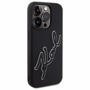 Karl Lagerfeld 3D Rubber Signature Suojakuori iPhone 15 Pro:lle - musta
