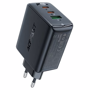 Acefast nopea laturi GaN (2xUSB-C / USB-A) PPS / PD / QC4+ 65W musta (A41)