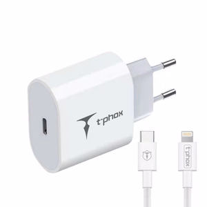 SEINÄLATURI T-PHOX ISPEED 20W USB-C/LIGHTNING KAAPELI VALKOINEN