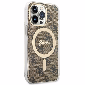 Set Guess GUBPP13LH4EACSW suojakuori + laturi iPhone 13 Pro ruskea/ruskea kova suojakuori 4G Print MagSafe