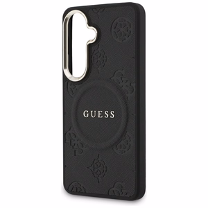 Guess Suojakuori Saffiano Peony Embossed Ring MagSafe Samsung Galaxy S26:lle musta