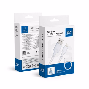 Kaapeli USB A - Lightning Blue Star 2,4A 1 m DC-001AL2.4 valkoinen