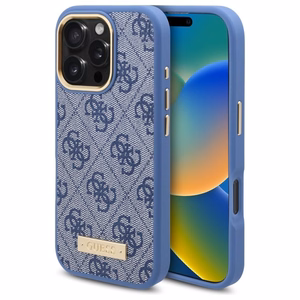 Guess 4G Logo Plate MagSafe Suojakuori iPhone 16 Pro Max:lle - Sininen