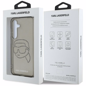 Karl Lagerfeld Rhinestones Karl Head Logo Alkuperäinen Pussi Samsung Galaxy S25:lle Musta