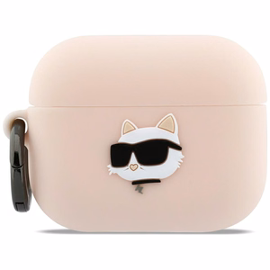 Karl Lagerfeld Silikoninen Choupette Head 3D Suojakuori AirPods Pro 3:lle - Vaaleanpunainen