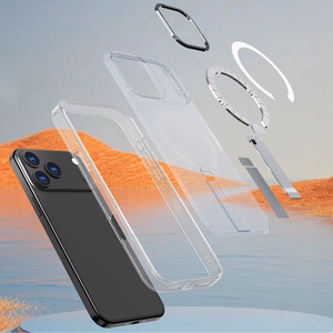 Hybrid Armor X -suojakuori Samsung Galaxy S25 FE -mallille telineellä, MagSafe-yhteensopiva, läpinäkyvä