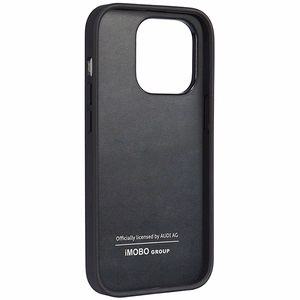 Audi Synthetic Leather Suojakuori iPhone 14 Pro 6.1 musta/musta kova kuori AU-TPUPPCIP14P-TT/D1-BK