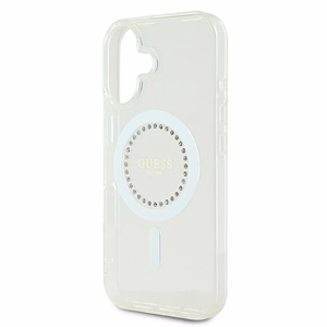 Guess IML Rhinestones MagSafe Case for iPhone 16 - White