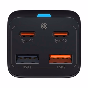 Baseus GaN3 Pro pikalaturi, 2x USB-C, 2x USB, 65W (musta)