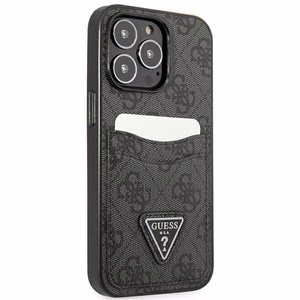 Guess GUHCP13LP4TPK iPhone 13 Pro / 13 6.1" musta/musta kova Suojakuori 4G Triangle Logo Cardslot