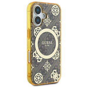 Guess IML Peony On 4G Background MagSafe Suojakuori iPhone 16:lle - ruskea