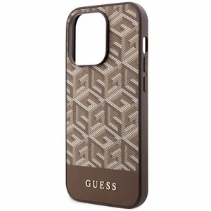 Guess GUHMP14XHGCFSEW iPhone 14 Pro Max 6.7 ruskea/ruskea suojakuori GCube Stripes MagSafe