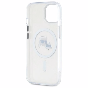 Karl Lagerfeld IML Metal Karl&Choupette Head MagSafe suojakuori iPhone 14:lle - valkoinen