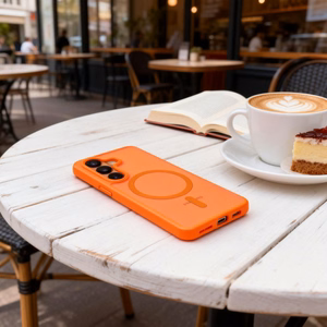 Tech-Protect Magmat MagSafe Suojakuori Samsung Galaxy S26:lle oranssi matta