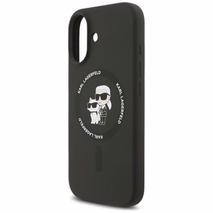 Karl Lagerfeld Silikoninen Karl&Choupette Ring MagSafe Suojakuori iPhone 17:lle - Musta