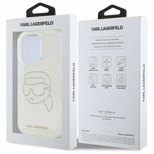 Karl Lagerfeld KLHCP16XHKHDCELT iPhone 16 Pro Max 6.9" Läpinäkyvä Kova Suojakuori IML Rhinestones Karl Head