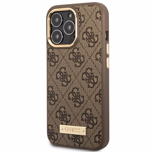 Guess GUHMP14LU4GPRW iPhone 14 Pro 6.1 "ruskea / ruskea kova kotelo 4G Logo Plate MagSafe