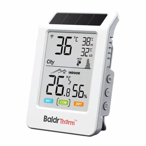 BALDRTHERM HCS596WB -aurinkoenergialla toimiva Wi-Fi-lämpö- ja kosteusmittari