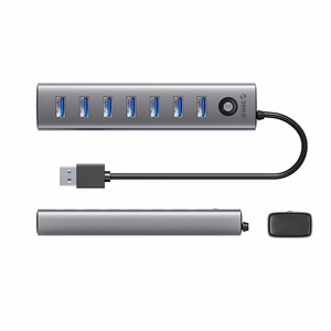 Orico CL7U-U3 -hubi 7x USB-A 3.0 + USB-C 5V/3A 1m - harmaa